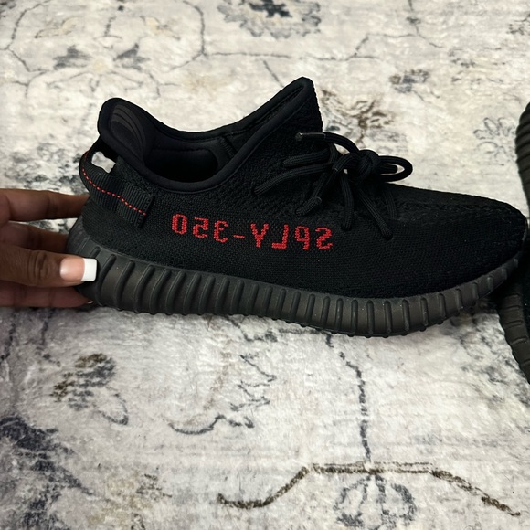 Yeezy Men Black and Red Sneakers - Picture 1 of 6